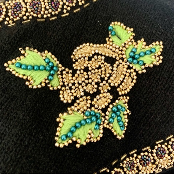 v i n t a g e :: Silk Angora Pearl Embroidered Knit Holiday Sweater - Picture 3 of 13